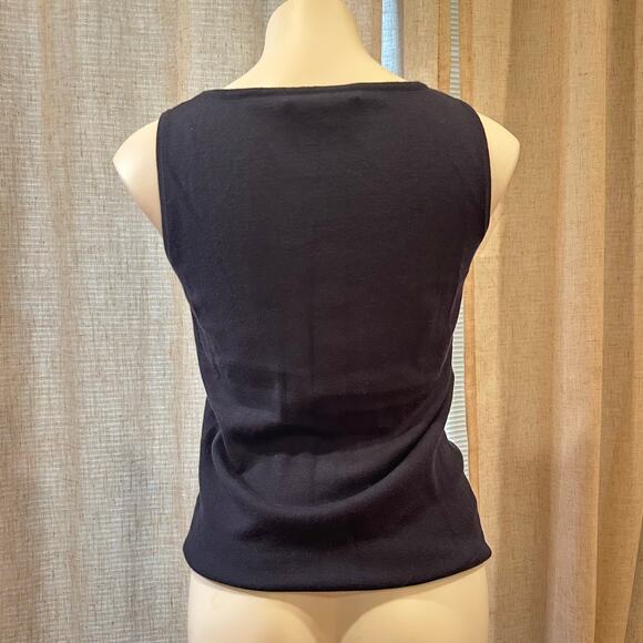 Ellen Tracy Navy Blue Knit Sleeveless Top sz M - Picture 5 of 7